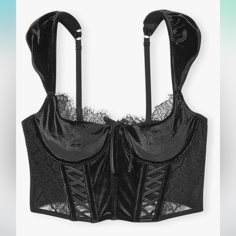 Victoria's Secret Dream Angel Lace & Velvet Cap-Sleeve Corset Top NWT SIZE SMALL